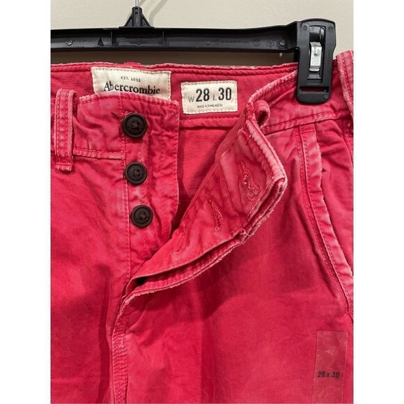 NWT Abercrombie and Fitch Mens Slim Straight Chino Red Pants 28x30 - Picture 5 of 13